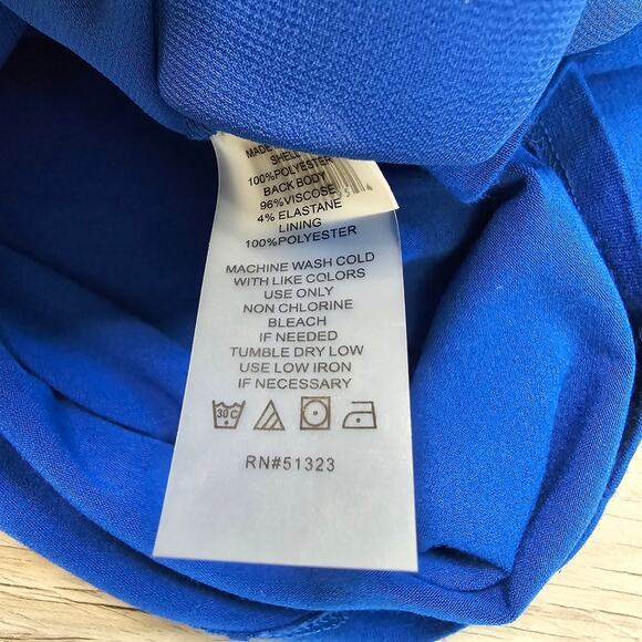 Vince Camuto Royal Blue Short Sleeve Striped Blouse Womens XS Sheer Round Neck - Picture 5 of 5